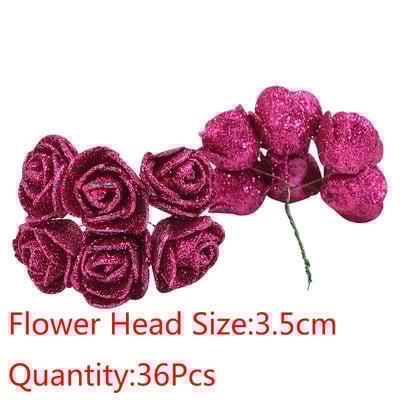 10-36 buc Sclipici Trandafir Roșu Roșu Roz Aur Buchet de flori din spumă de trandafir artificială Decorare pentru petrecere de nuntă Buchet fals