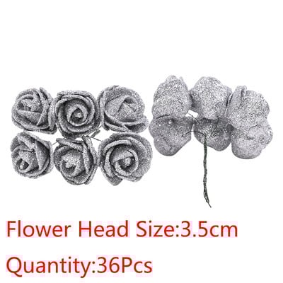 10-36 buc Sclipici Trandafir Roșu Roșu Roz Aur Buchet de flori din spumă de trandafir artificială Decorare pentru petrecere de nuntă Buchet fals