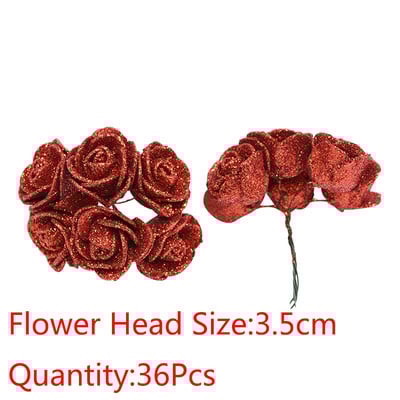 10-36 buc Sclipici Trandafir Roșu Roșu Roz Aur Buchet de flori din spumă de trandafir artificială Decorare pentru petrecere de nuntă Buchet fals
