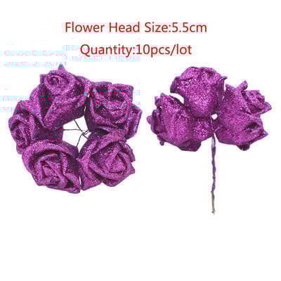 10-36 buc Sclipici Trandafir Roșu Roșu Roz Aur Buchet de flori din spumă de trandafir artificială Decorare pentru petrecere de nuntă Buchet fals