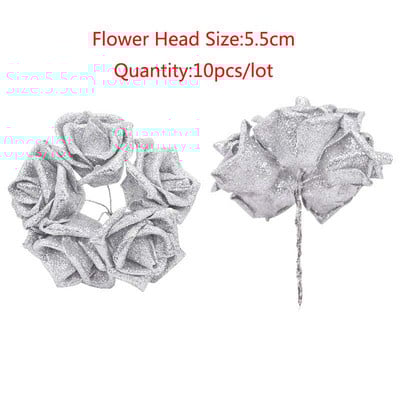 10-36 buc Sclipici Trandafir Roșu Roșu Roz Aur Buchet de flori din spumă de trandafir artificială Decorare pentru petrecere de nuntă Buchet fals