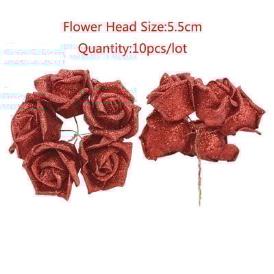 10-36 buc Sclipici Trandafir Roșu Roșu Roz Aur Buchet de flori din spumă de trandafir artificială Decorare pentru petrecere de nuntă Buchet fals