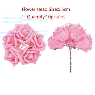 10-36 buc Sclipici Trandafir Roșu Roșu Roz Aur Buchet de flori din spumă de trandafir artificială Decorare pentru petrecere de nuntă Buchet fals