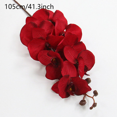 8 capete mari mătase flori artificiale ramură orhidee Phalaenopsis negru burgundă nunta decorațiuni pentru interior flori în ghivece orhidee en-gros