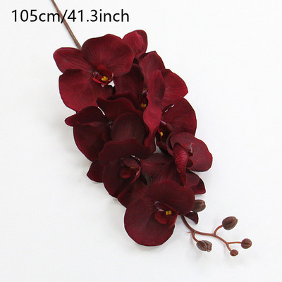 8 capete mari mătase flori artificiale ramură orhidee Phalaenopsis negru burgundă nunta decorațiuni pentru interior flori în ghivece orhidee en-gros
