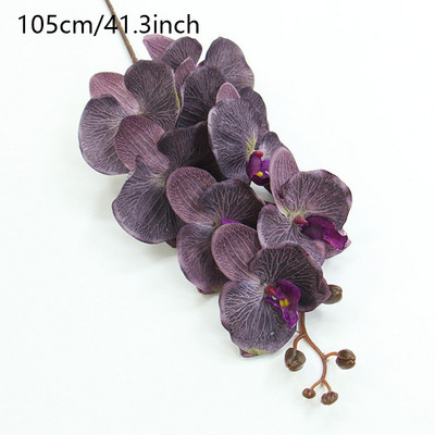 8 capete mari mătase flori artificiale ramură orhidee Phalaenopsis negru burgundă nunta decorațiuni pentru interior flori în ghivece orhidee en-gros