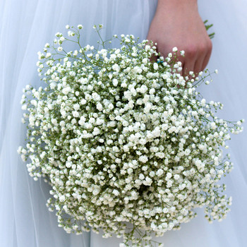 90 глави 52 см бели изкуствени цветя сватба направи си сам букет украса аранжировка пластмасови бебета дъх фалшиво цвете домашен декор