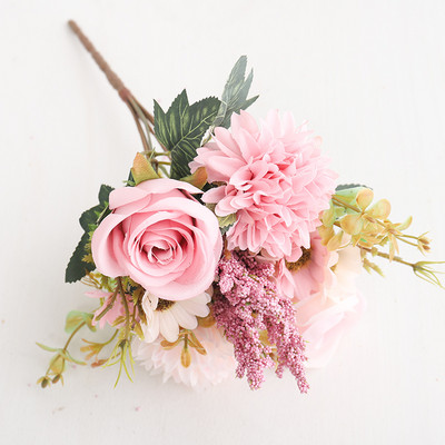 Rudens zīda mākslīgie ziedi Rožu kāzu mājas dekorēšana Augstas kvalitātes margrietiņu pušķis Ziemassvētku balle Viesnīcas ziedu kompozīcija