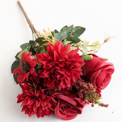 Rudens zīda mākslīgie ziedi Rožu kāzu mājas dekorēšana Augstas kvalitātes margrietiņu pušķis Ziemassvētku balle Viesnīcas ziedu kompozīcija