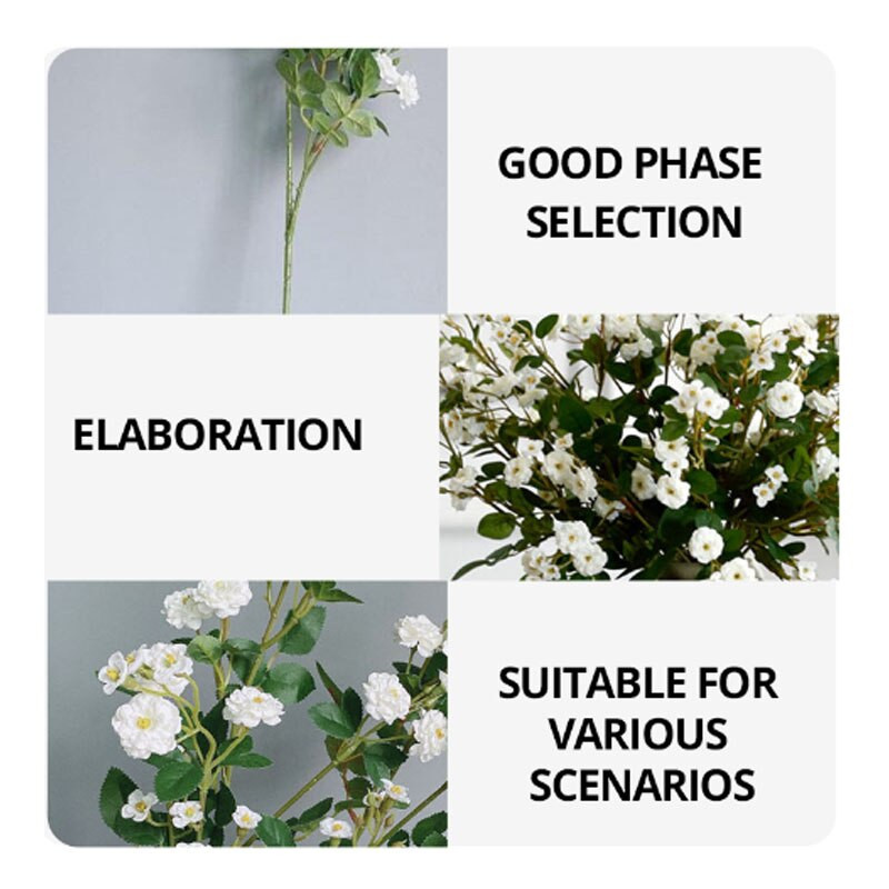 1Gb balts pastorālais dārzs Sīka rožu zīda mākslīgie ziedi Dzīvojamās istabas apdare Modernā stila dekoratīvā