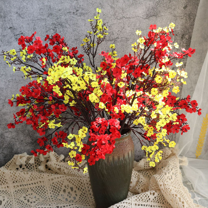 Fehér művirágok cseresznyevirágok gypsophila hamis növények barkácsolás esküvői csokor vázák otthoni dekorációhoz Faux karácsonyi ág