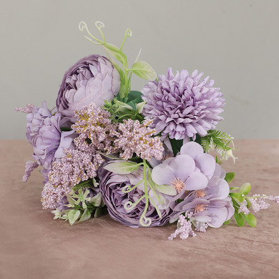 33 cm roosast roosast siidist pojengist kunstlillede kimp 7 odavat võltslille, sobib pere pulmade kaunistamiseks siseruumides