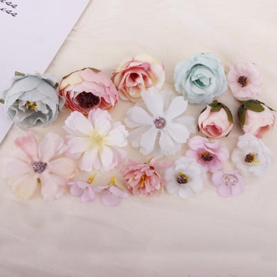 1 sac cu flori artificiale europene pentru decorarea camerei de acasă, decorațiuni de nuntă, bricolaj, accesorii pentru păr, kit de artizanat pentru corsaj, flori false