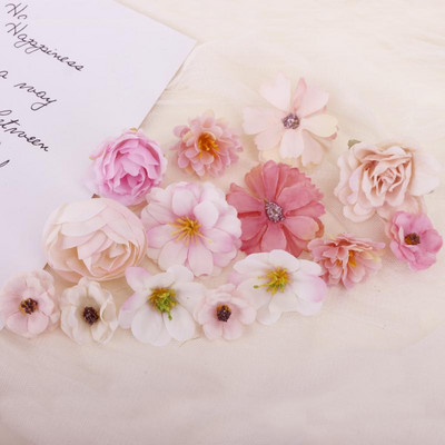 1 sac cu flori artificiale europene pentru decorarea camerei de acasă, decorațiuni de nuntă, bricolaj, accesorii pentru păr, kit de artizanat pentru corsaj, flori false