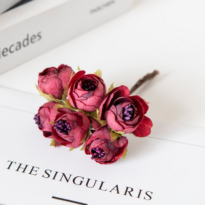 12 ΤΕΜ. Τεχνητά λουλούδια Χριστουγεννιάτικα στολίδια για αξεσουάρ σπιτιού Stamen Γαμήλια ανθοδέσμη γιρλάντα DIY Δώρα Μεταξωτά τριαντάφυλλα τσαγιού Μπουμπούκια