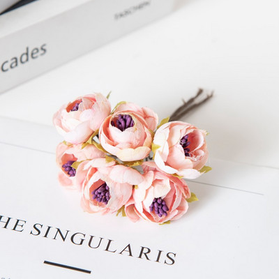 12 ΤΕΜ. Τεχνητά λουλούδια Χριστουγεννιάτικα στολίδια για αξεσουάρ σπιτιού Stamen Γαμήλια ανθοδέσμη γιρλάντα DIY Δώρα Μεταξωτά τριαντάφυλλα τσαγιού Μπουμπούκια