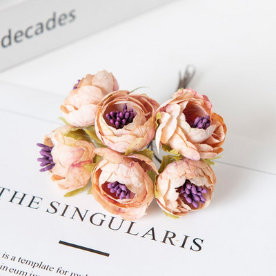 12 ΤΕΜ. Τεχνητά λουλούδια Χριστουγεννιάτικα στολίδια για αξεσουάρ σπιτιού Stamen Γαμήλια ανθοδέσμη γιρλάντα DIY Δώρα Μεταξωτά τριαντάφυλλα τσαγιού Μπουμπούκια