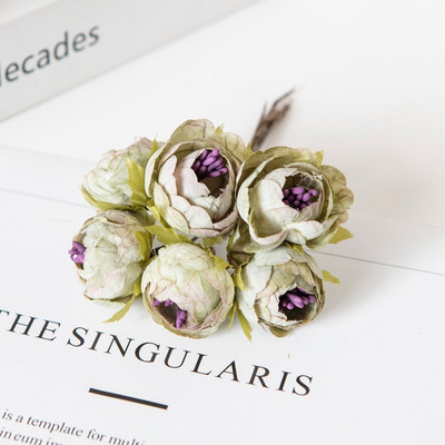 12 ΤΕΜ. Τεχνητά λουλούδια Χριστουγεννιάτικα στολίδια για αξεσουάρ σπιτιού Stamen Γαμήλια ανθοδέσμη γιρλάντα DIY Δώρα Μεταξωτά τριαντάφυλλα τσαγιού Μπουμπούκια