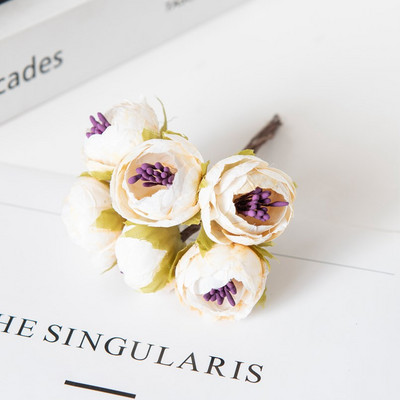 12 ΤΕΜ. Τεχνητά λουλούδια Χριστουγεννιάτικα στολίδια για αξεσουάρ σπιτιού Stamen Γαμήλια ανθοδέσμη γιρλάντα DIY Δώρα Μεταξωτά τριαντάφυλλα τσαγιού Μπουμπούκια