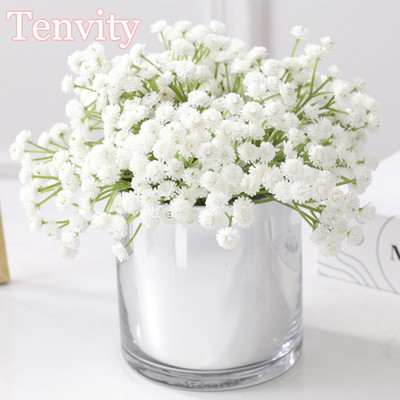 Flori artificiale de gypsophila alb de 20 cm, aranjament de decorare pentru buchet de nuntă, bricolaj, plastic, respirație pentru copii, flori falsă, decor acasă