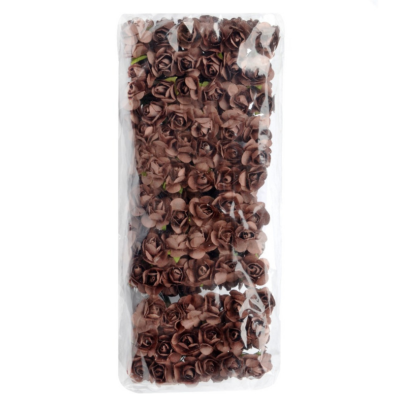 144 vnt. 1,5 cm dirbtinių mini popierinių gėlių puokštė, skirta iškarpoms papuošti, vestuvių vakarėliui papuošti Pigūs „pasidaryk pats“ vainikas netikra gėlė