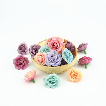 10 бр. 2,5 см мини роза Плат Изкуствено цвете за сватбено тържество Декорация на домашна стая Брачни обувки Шапки Аксесоари Копринено цвете