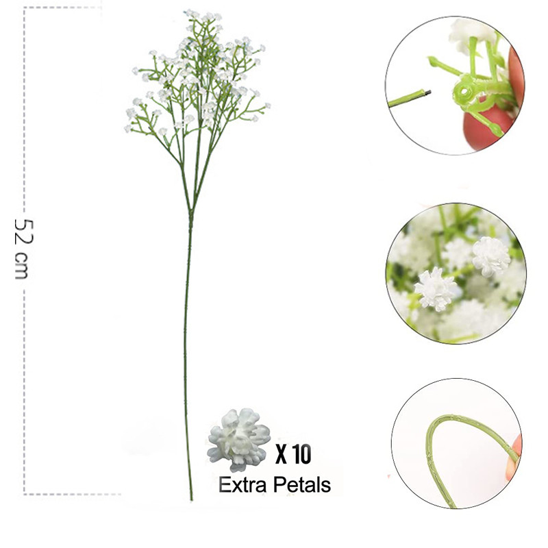 5/1 db Gypsophila művirág fehér rózsaszín kék baba lehelet műanyag csokor otthoni dekorációs barkácsolás esküvői party dekorációhoz