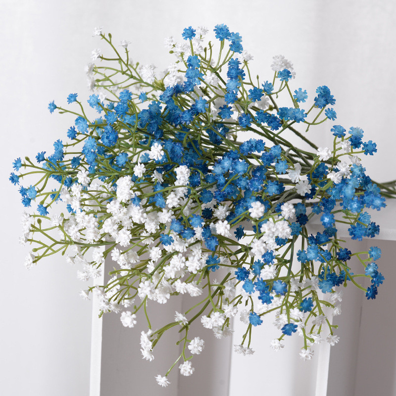 5/1 db Gypsophila művirág fehér rózsaszín kék baba lehelet műanyag csokor otthoni dekorációs barkácsolás esküvői party dekorációhoz