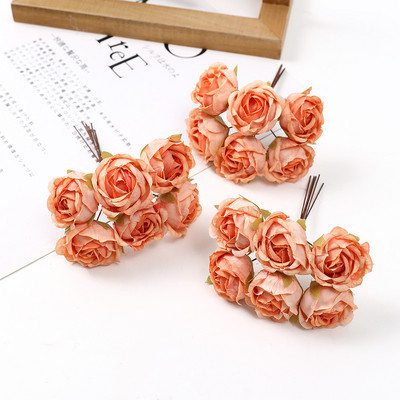 6 buc 4 cm mini flori artificiale buchet de trandafiri de mătase Aranjare florală bricolaj coroană florală decor pentru perete coroană decorare nuntă
