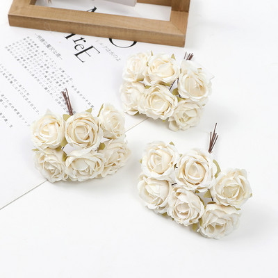 6 buc 4 cm mini flori artificiale buchet de trandafiri de mătase Aranjare florală bricolaj coroană florală decor pentru perete coroană decorare nuntă