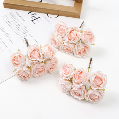 6 buc 4 cm mini flori artificiale buchet de trandafiri de mătase Aranjare florală bricolaj coroană florală decor pentru perete coroană decorare nuntă