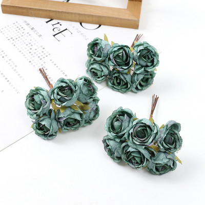 6 buc 4 cm mini flori artificiale buchet de trandafiri de mătase Aranjare florală bricolaj coroană florală decor pentru perete coroană decorare nuntă