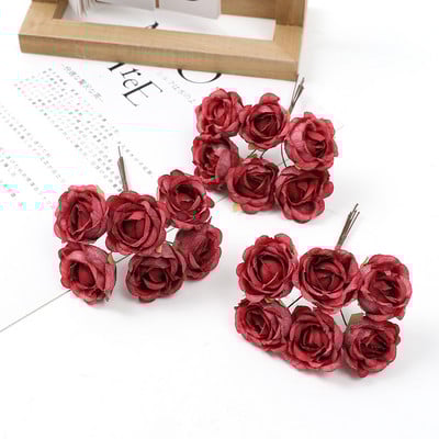 6 buc 4 cm mini flori artificiale buchet de trandafiri de mătase Aranjare florală bricolaj coroană florală decor pentru perete coroană decorare nuntă