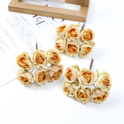 6 buc 4 cm mini flori artificiale buchet de trandafiri de mătase Aranjare florală bricolaj coroană florală decor pentru perete coroană decorare nuntă