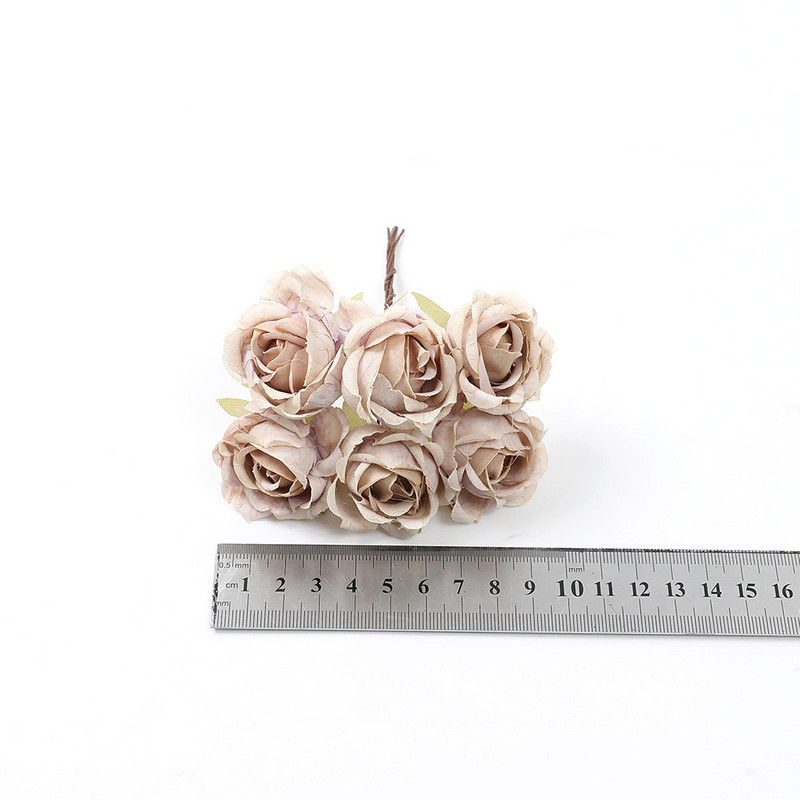 6 buc 4 cm mini flori artificiale buchet de trandafiri de mătase Aranjare florală bricolaj coroană florală decor pentru perete coroană decorare nuntă