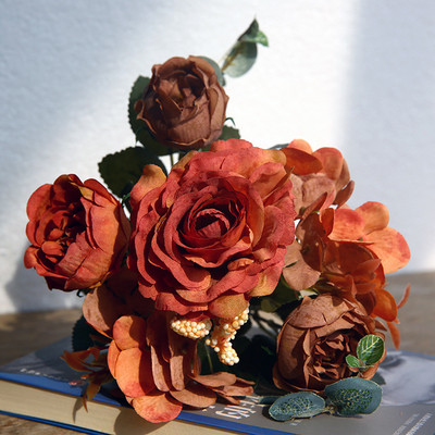 30 cm rozā rozā zīda peonijas mākslīgo ziedu pušķis 5 lielas galvas un pumpuri Lēti viltus ziedi mājas kāzu dekorēšanai iekštelpās