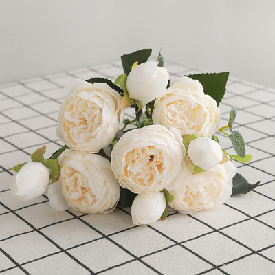 30 cm rozā rozā zīda peonijas mākslīgo ziedu pušķis 5 lielas galvas un pumpuri Lēti viltus ziedi mājas kāzu dekorēšanai iekštelpās