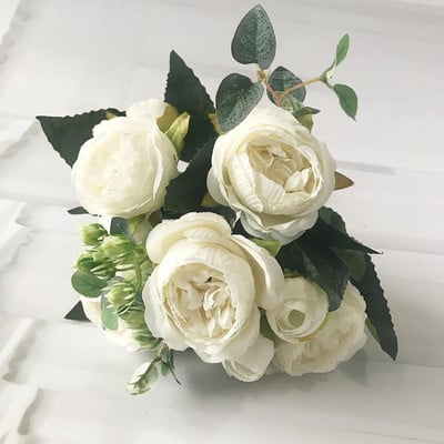 2022 Bujor de trandafir, flori artificiale de mătase, buchet mic de flori, petrecere acasă, primăvară, decorare pentru nuntă, floare falsă