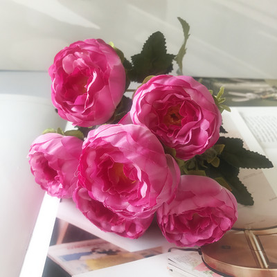 2022 Bujor de trandafir, flori artificiale de mătase, buchet mic de flori, petrecere acasă, primăvară, decorare pentru nuntă, floare falsă