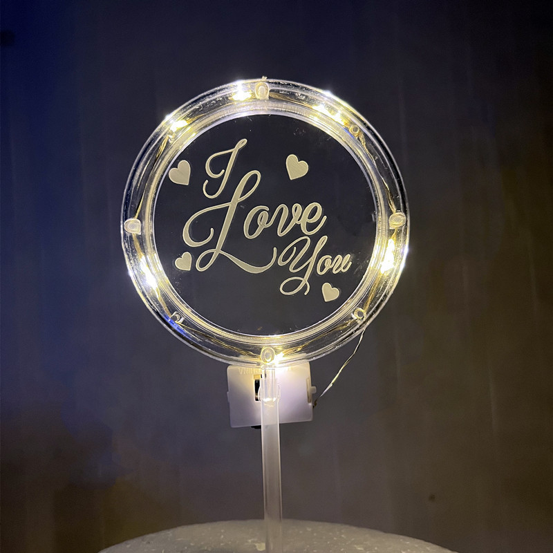 Uus LED-öövalgus, vilkuv palju õnne sünnipäevaks, helendav roos sõbrapäeva pulmakoogi kaunistamiseks.