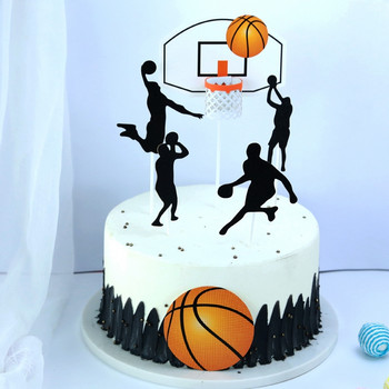 5 бр. Хартиени блестящи баскетболни топчета за торти Десерт за торта на баскетболист Десерт за картичка Знамена Декор Печене на торта Направи си сам парти консумативи