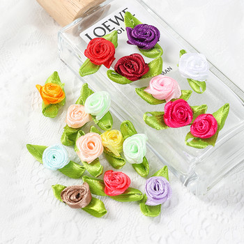 50/100 ΤΕΜ. Μίνι τριαντάφυλλα κορδέλας 2 εκατοστών με υφασμάτινα λουλούδια σατέν τριαντάφυλλα