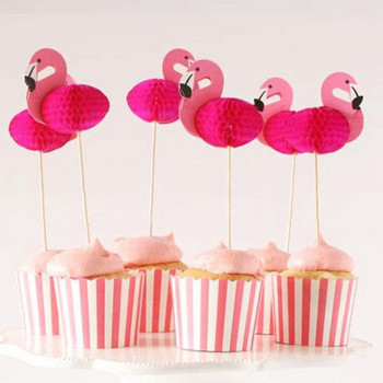 1 Σετ Flamingo Cake Cupcake Topper Διακοσμήσεις τούρτας για γαμήλια πάρτι γενεθλίων Flamingo Topper Hawaii Beach Party Decor