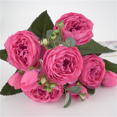 1 saišķis zīda peoniju pušķis mājas dekorēšanas aksesuāri kāzu ballīte albums viltoti augi, mākslīgie rožu ziedi