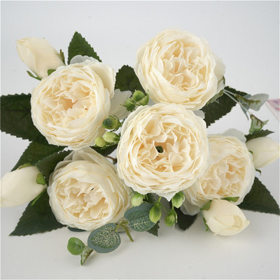 1 saišķis zīda peoniju pušķis mājas dekorēšanas aksesuāri kāzu ballīte albums viltoti augi, mākslīgie rožu ziedi