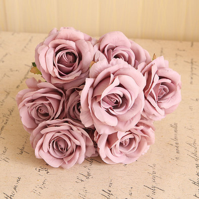 10 κεφαλές/μάτσο τεχνητό μπουκέτο τριαντάφυλλο Νύφη που κρατά λουλούδια Γάμος λουλουδάτη διάταξη Αξεσουάρ δωματίου Διακόσμηση σπιτιού Φωτογραφία στηρίγματα