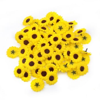 30 τμχ Mini Silk Sunflower Artificial Flower Head for Wedding Party Decoration DIY Scrapbooking Wreath Craft Fake Flowers