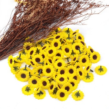 30 τμχ Mini Silk Sunflower Artificial Flower Head for Wedding Party Decoration DIY Scrapbooking Wreath Craft Fake Flowers