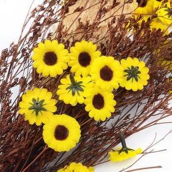 30 τμχ Mini Silk Sunflower Artificial Flower Head for Wedding Party Decoration DIY Scrapbooking Wreath Craft Fake Flowers