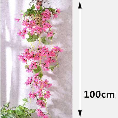 Művirág Morning Glory szimuláció Téli jázmin Hamis növény Virág Szőlő DIY Esküvői fali akasztó Otthoni kert dekoráció